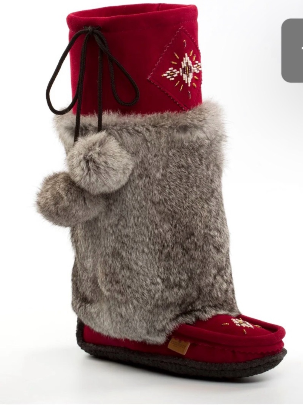 Laurentian Chief 15" Tall Burgundy Suede Mukluks
